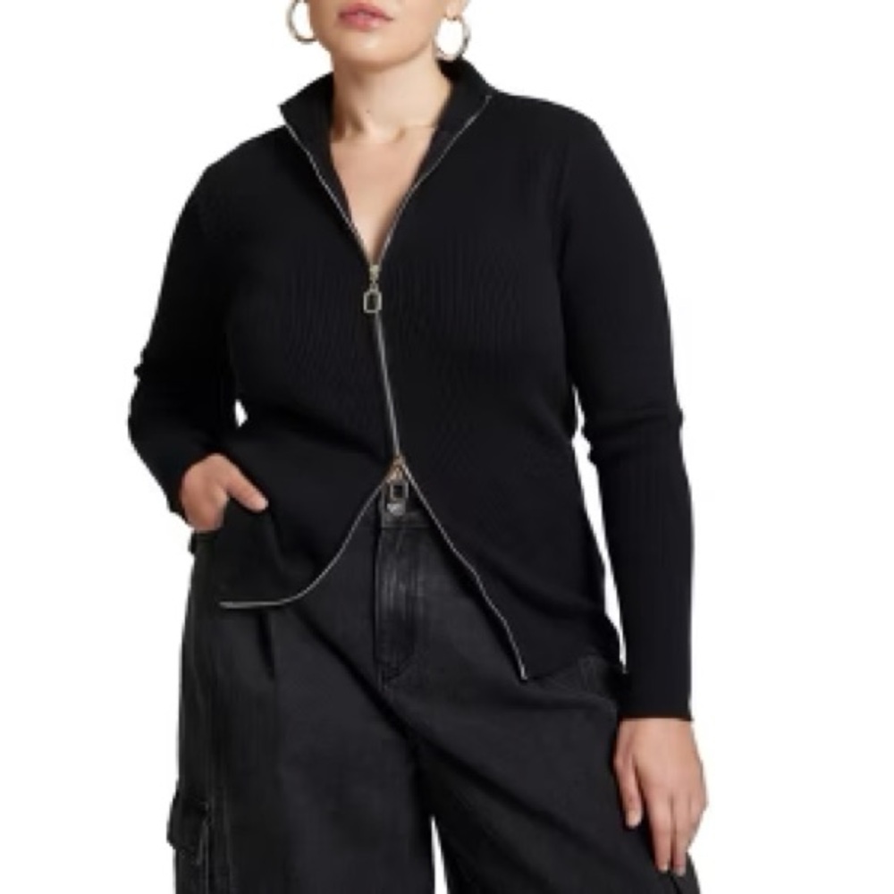 Eloquii Two-Way Zipper Sweater